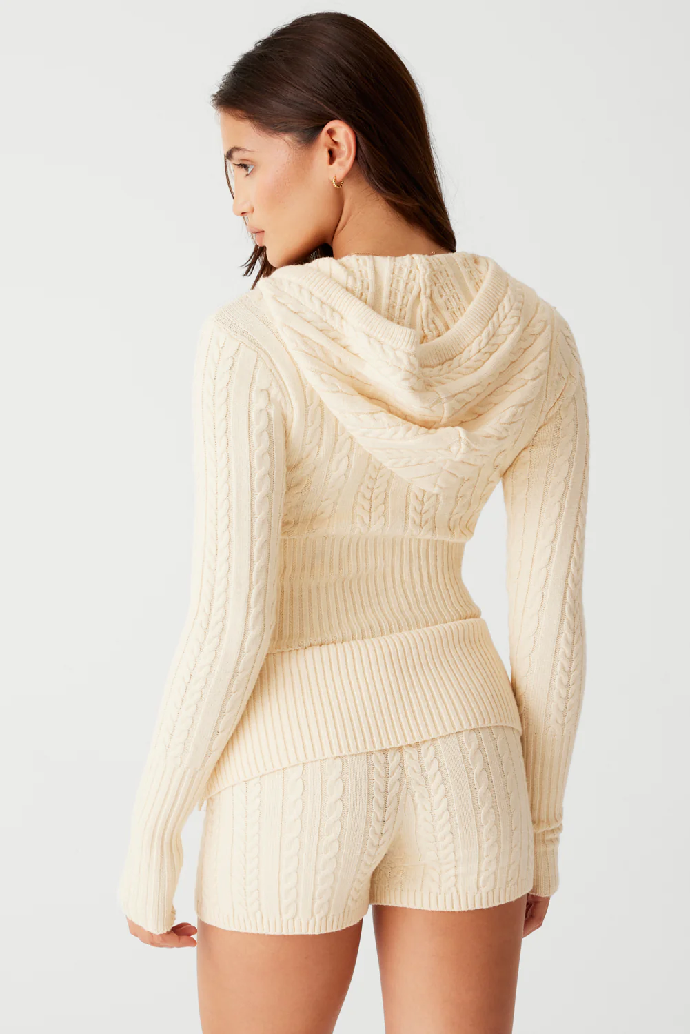 Aimee Cable Cloud Knit Hoodie - French Vanilla - Image 5