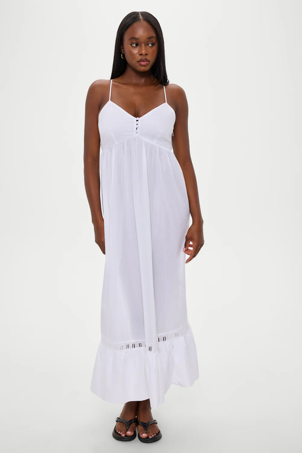 Airy Poplin Midi Dress  - White - Image 4