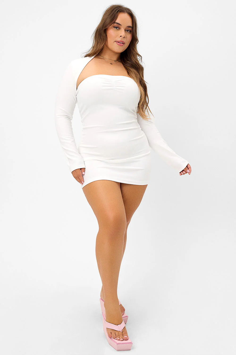 Allegra Terry Long Sleeve Bolero - White - Image 2