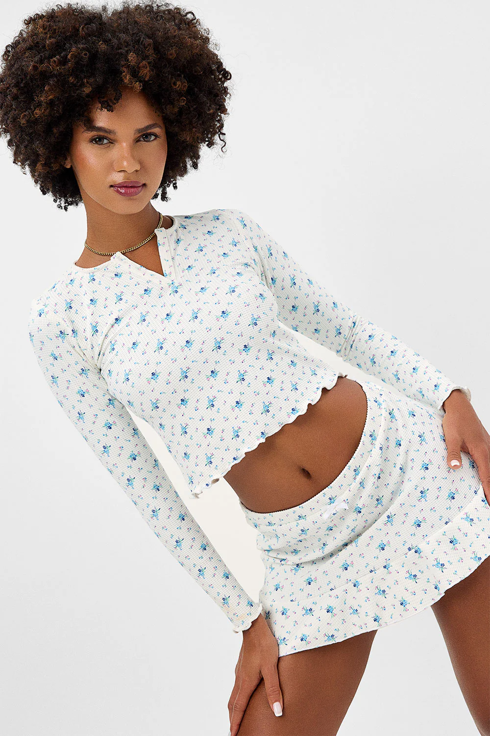 Andrea Waffle Mini Skirt - Night Lily - Image 3