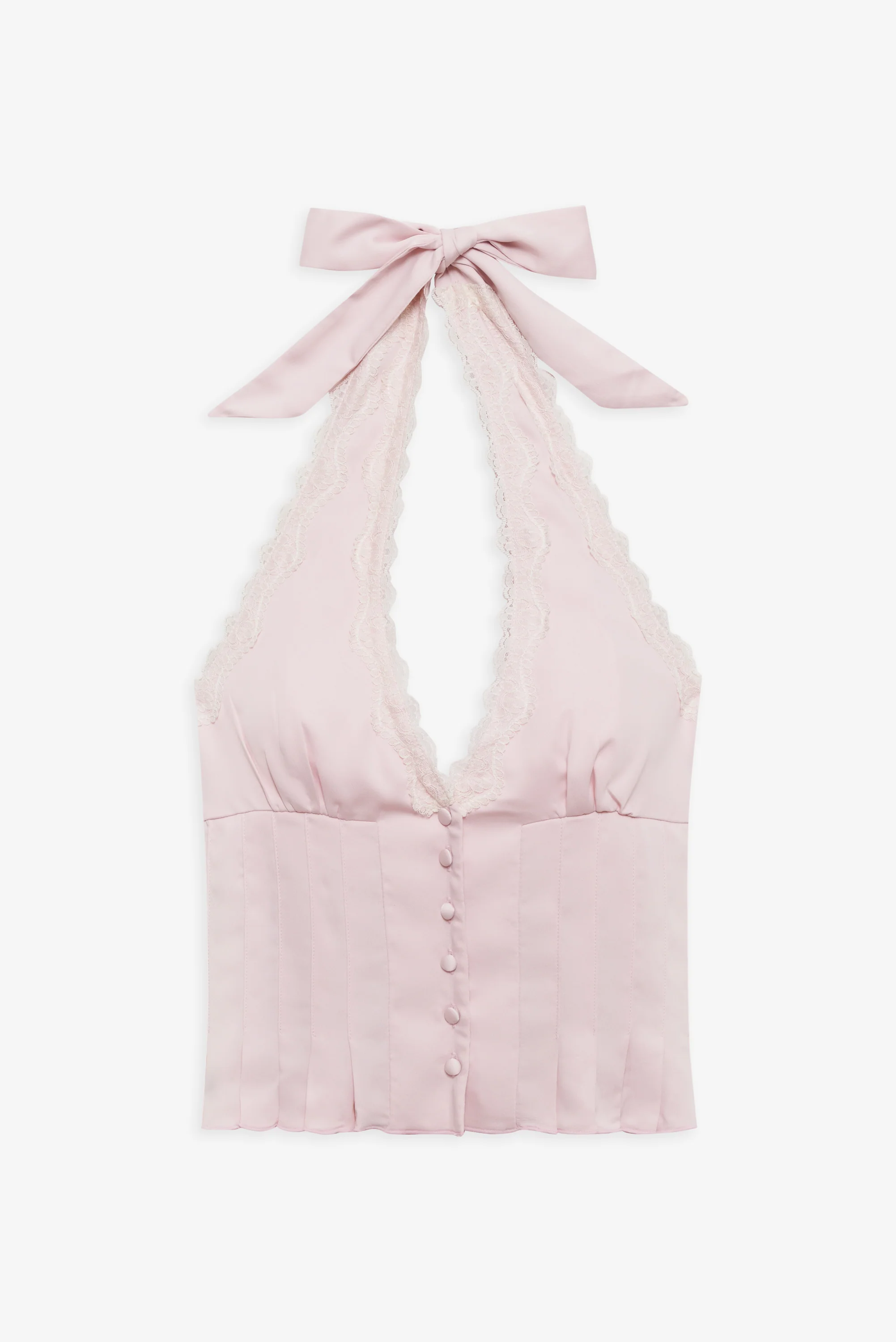 Angeline Satin Halter Top - Pink Porcelain - Image 3