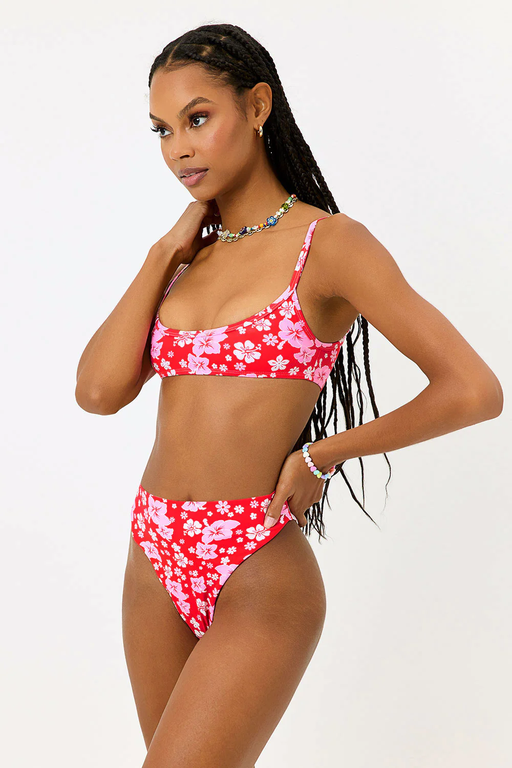 Anne Floral High Waist Bikini Bottom - Coconut Girl - Image 3