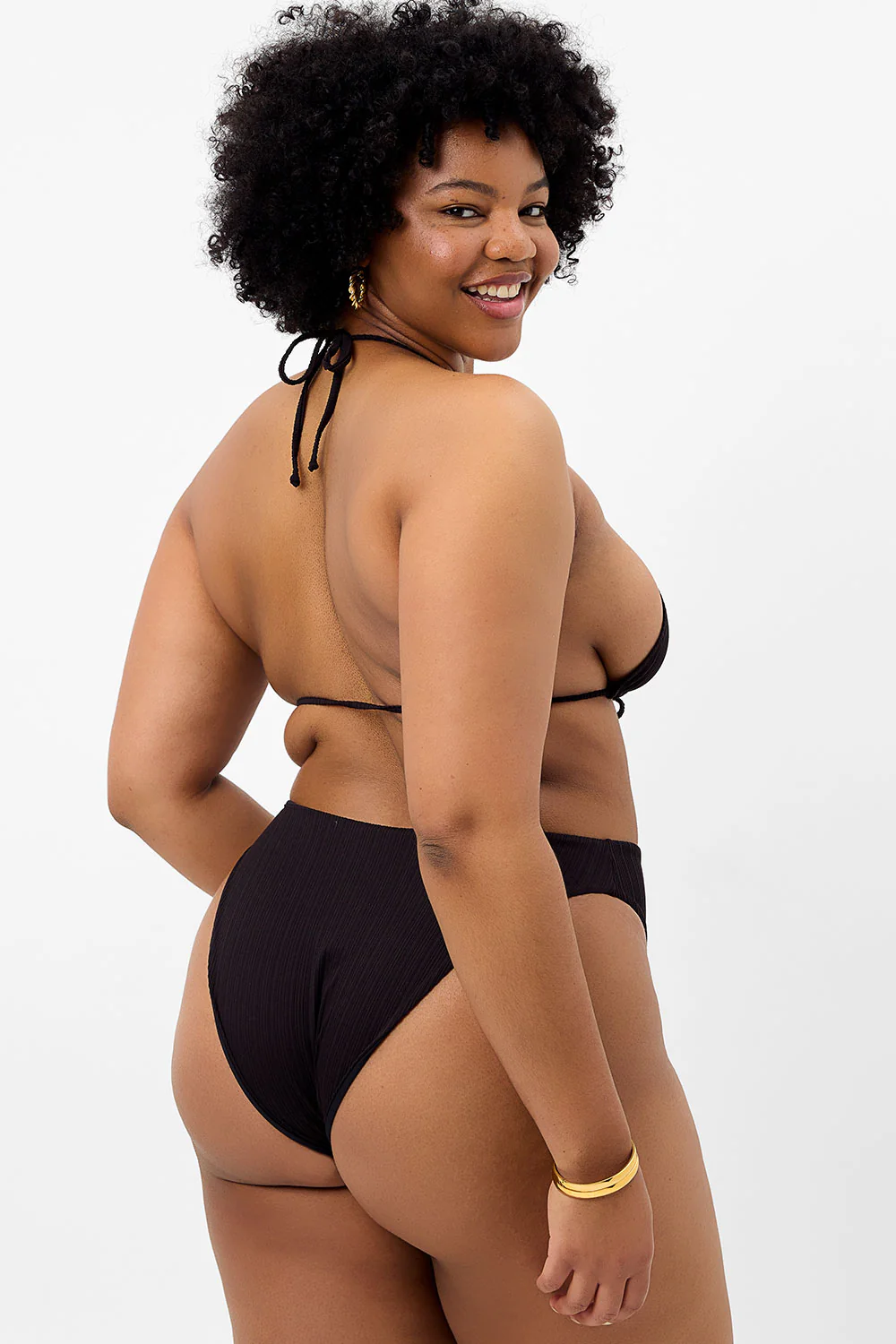 Anne Plissé High Waist Bikini Bottom - Black - Image 2