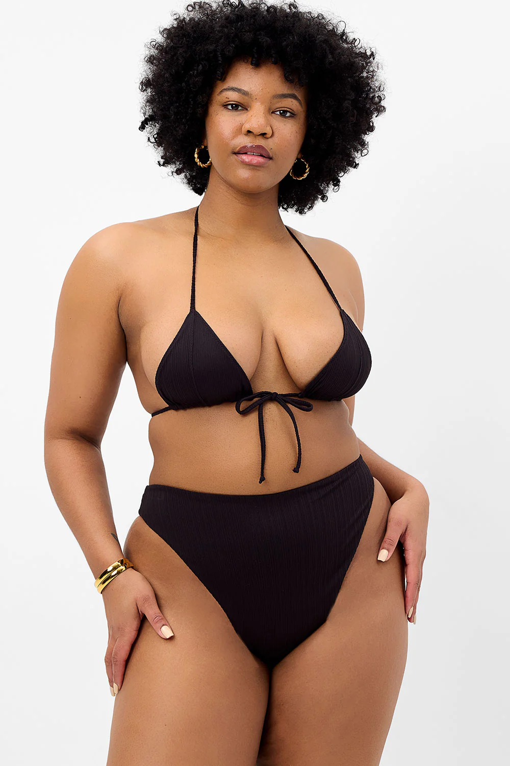 Anne Plissé High Waist Bikini Bottom - Black - Image 3