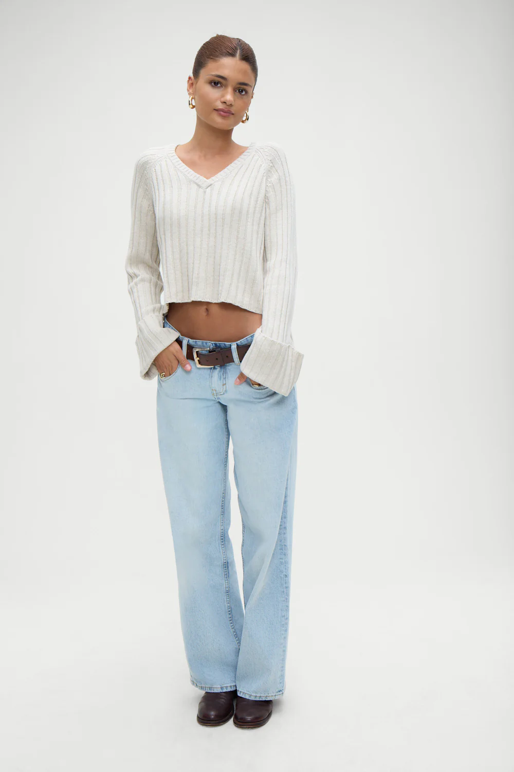 Ashton Cotton Knit Sweater - Cream - Image 3
