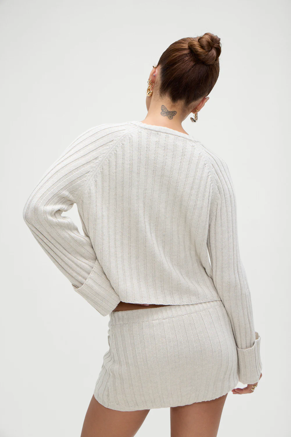 Ashton Knit Mini Skort - Cream - Image 2
