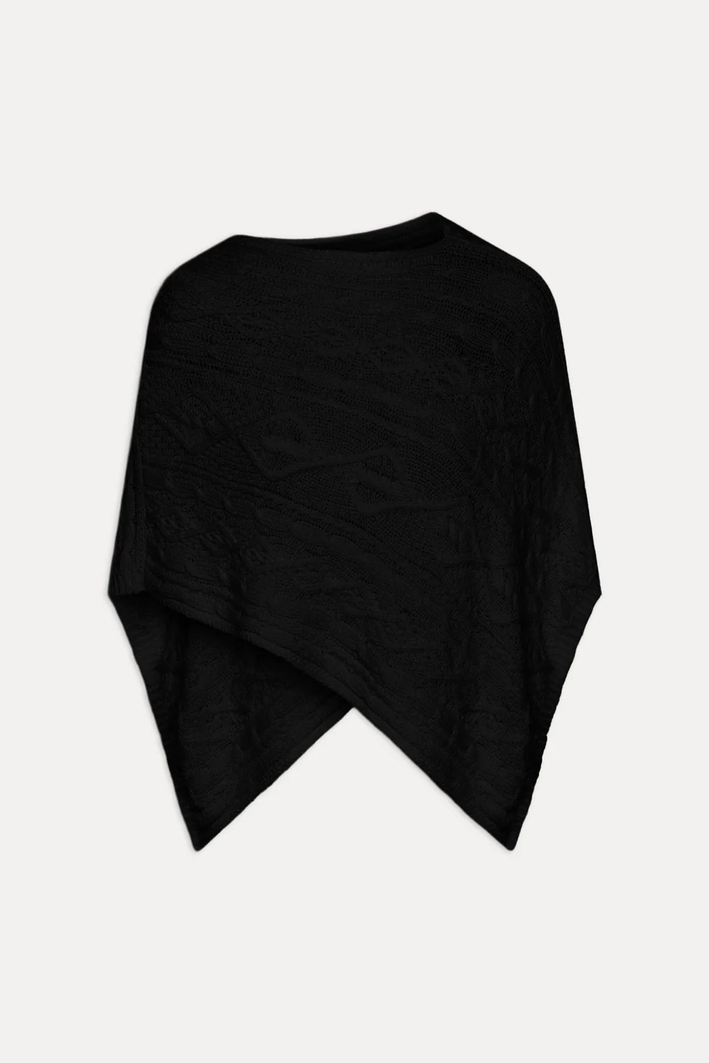 Aspen Cotton Knit Poncho - Black - Image 3