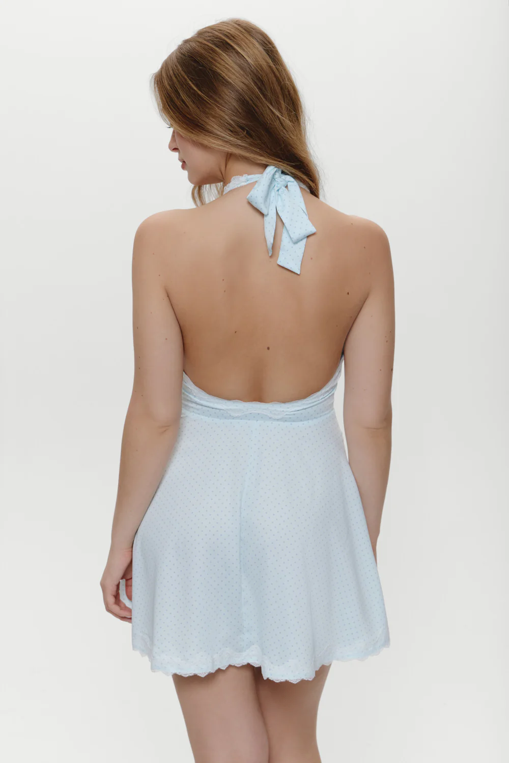 Audrey Satin Mini Dress - Sweet Pea Blue - Image 4