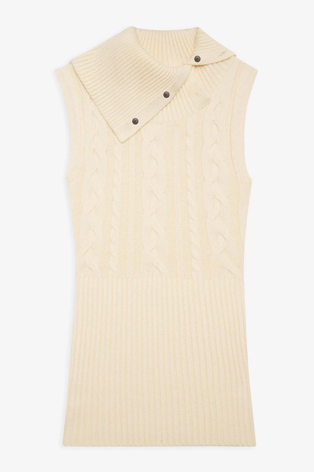 Axel Cable Cloud Knit Sleeveless Sweater - French Vanilla - Image 2
