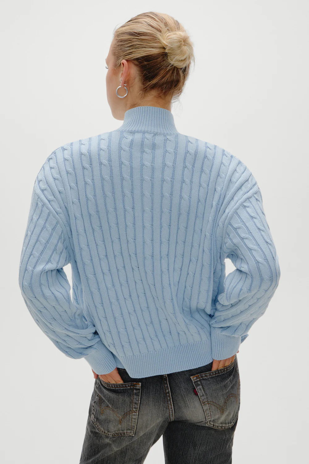 Bea Cable Knit Zip Up Sweater - Daydream - Image 4