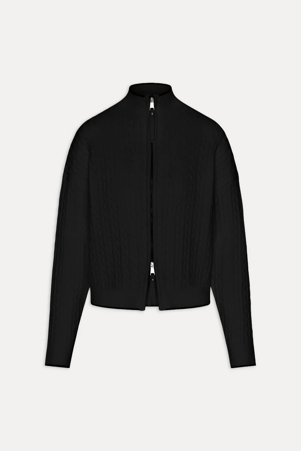 Bea Cloud Knit Zip Up Sweater - Black - Image 3