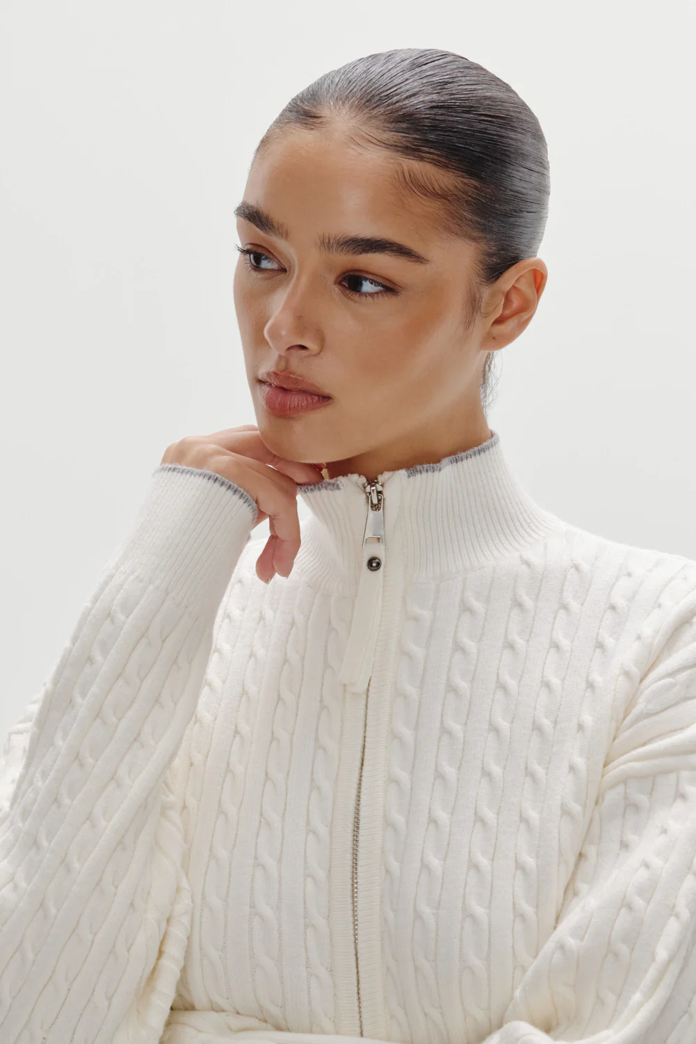 Bea Cloud Knit Zip Up Sweater - Honeymoon - Image 5