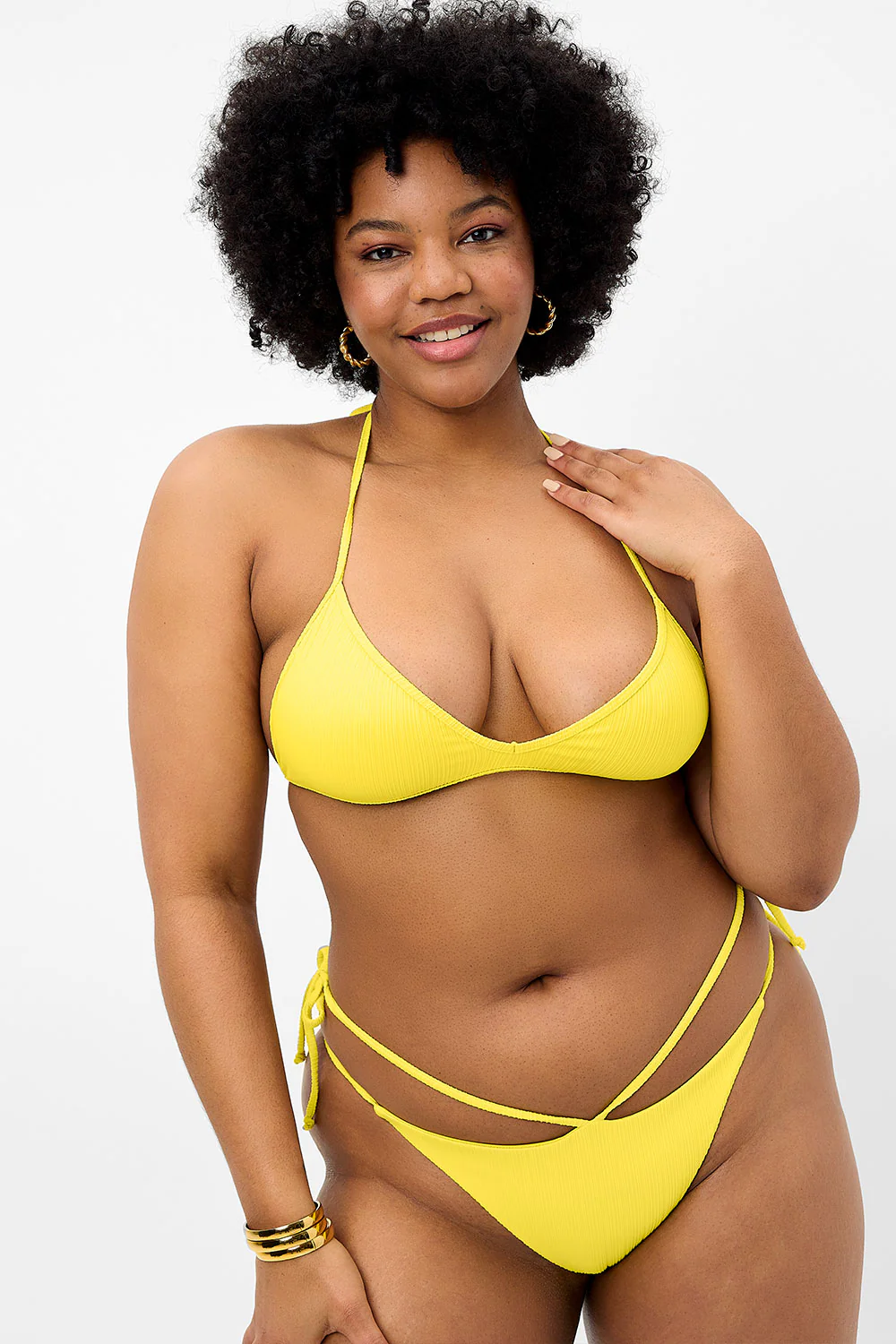 Boardwalk Plissé String Bikini Top - Pina Colada - Image 2