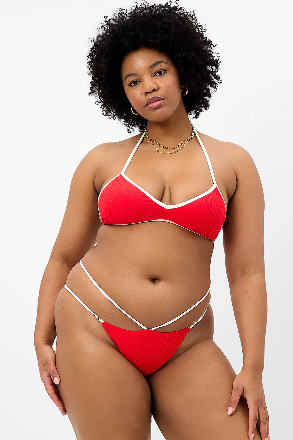 Boardwalk Textured String Bikini Top - Flame - Image 2