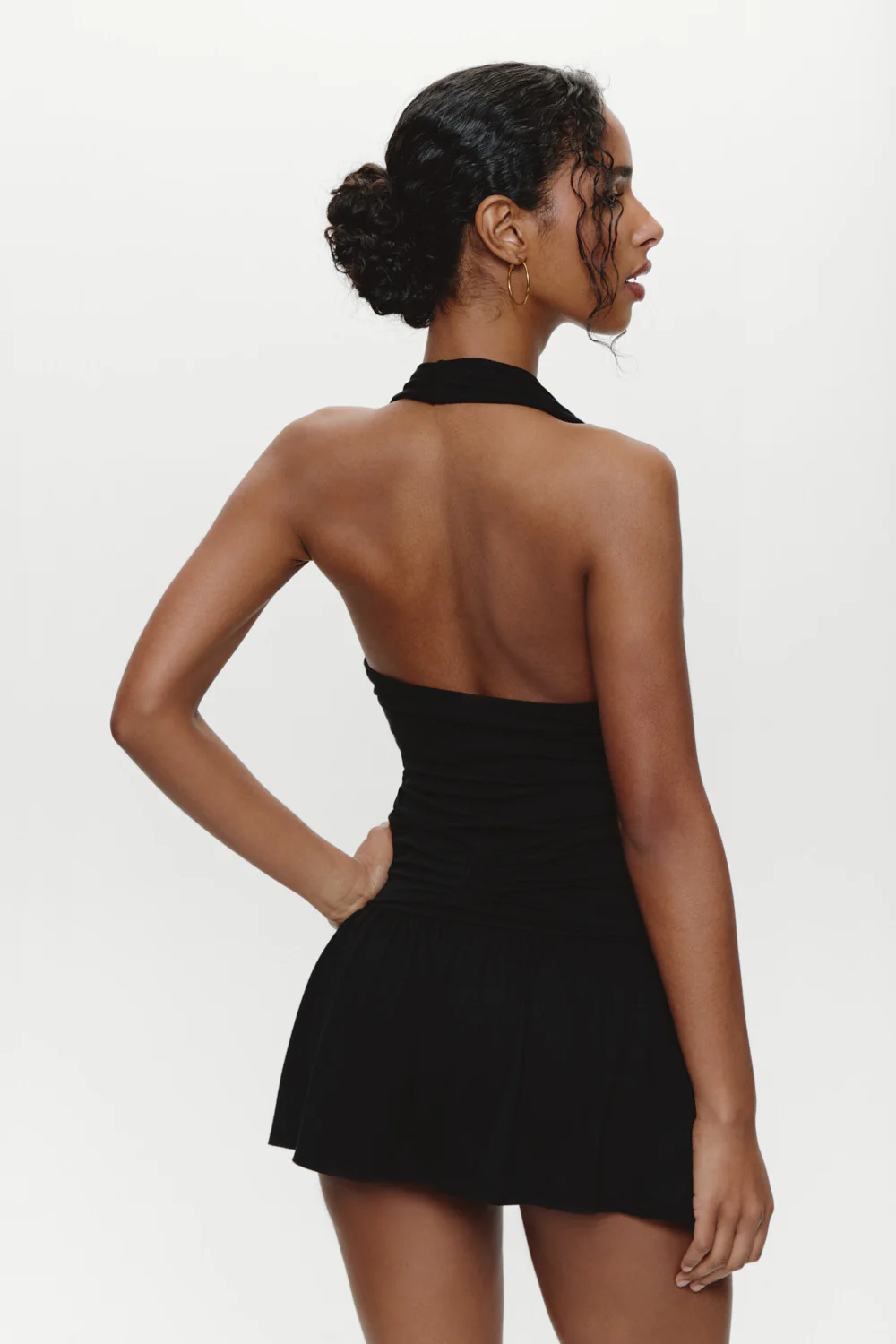 Bowery Cowl Neck Mini Dress - Black - Image 4