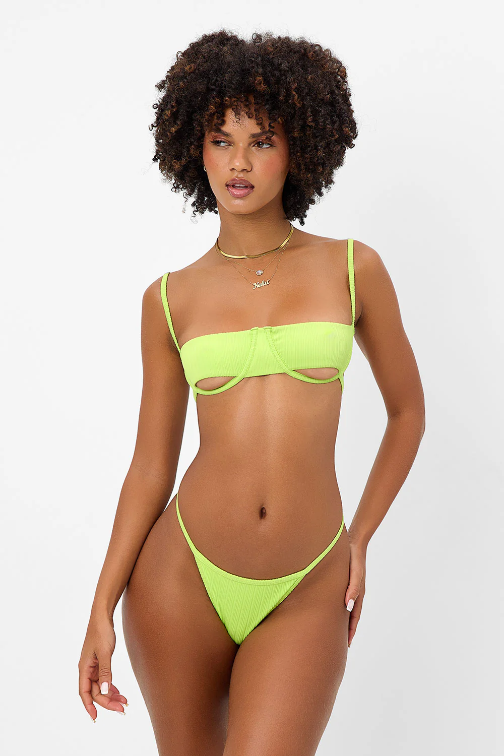 Campbell Plissé Underwire Bikini Top - Kiwi - Image 2
