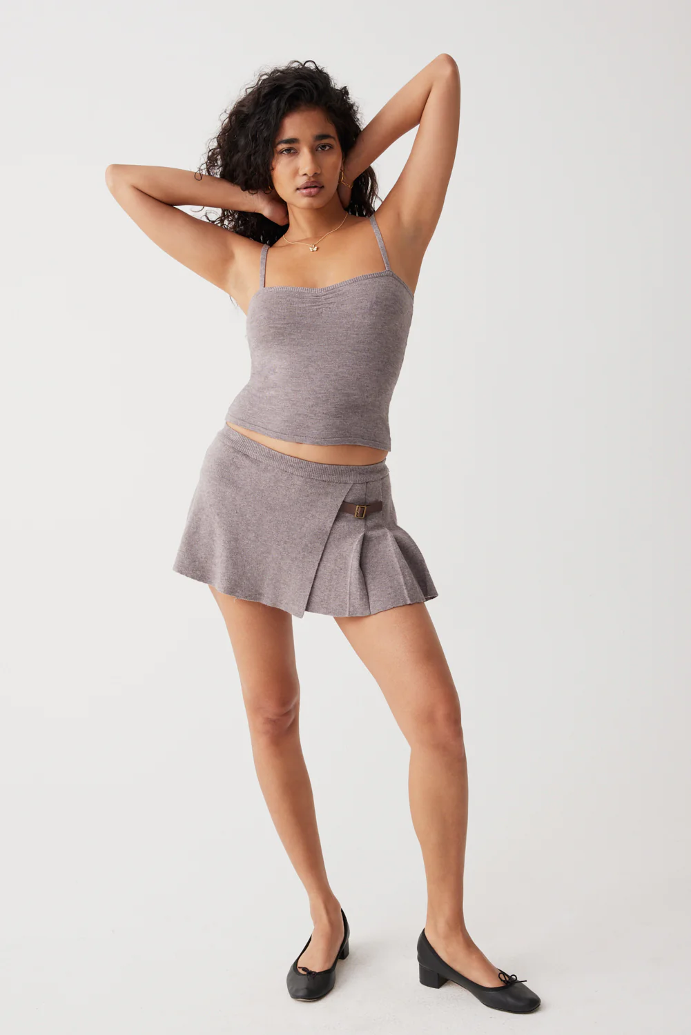 Carver Cloud Knit Pleated Skort - Dark Pearl - Image 4