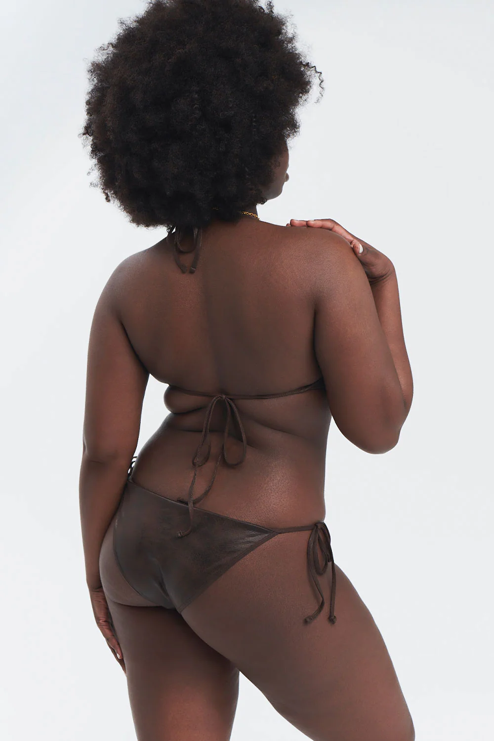 Celeste Leather Look Monokini One Piece Swimsuit - Cocoa - Image 5