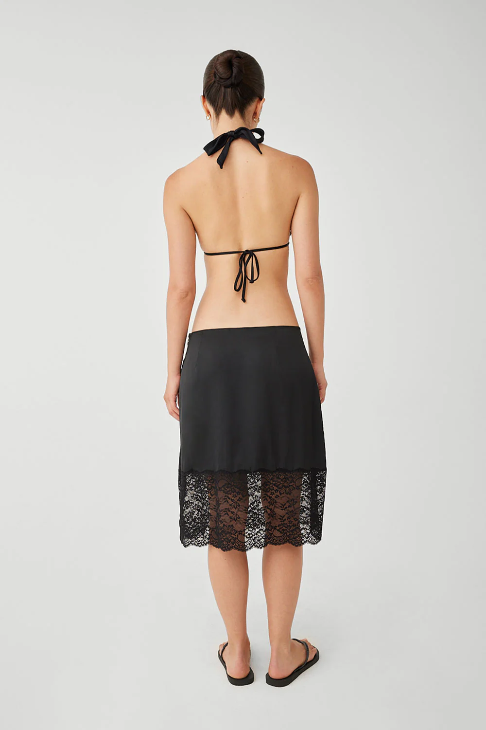 Chamomile Satin Midi Skirt - Black - Image 4