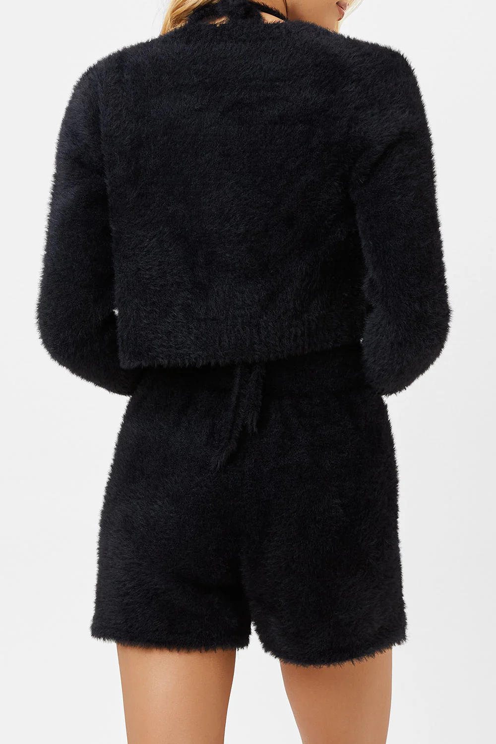 Cheri Fuzzy Cardigan Sweater - Black - Image 4