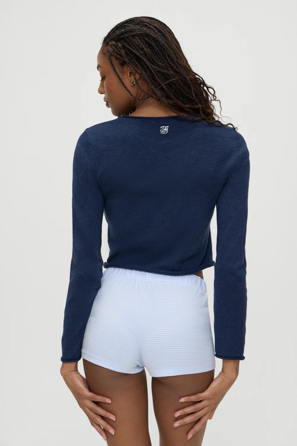 Collins Cotton Booty Shorts - Ice Blue Stripe - Image 5