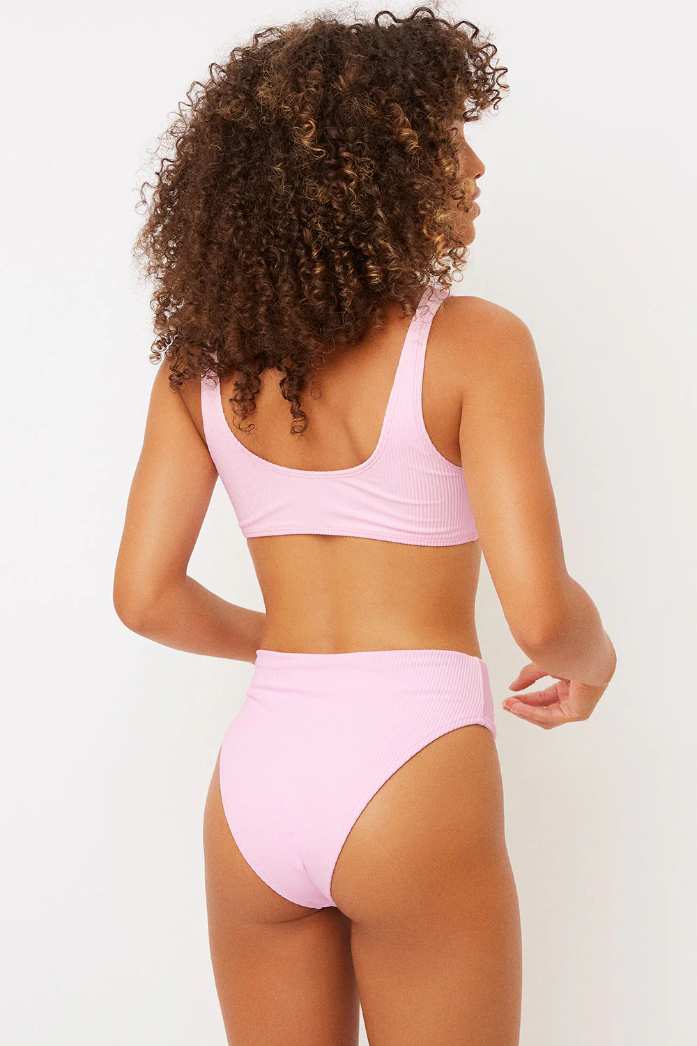 Connor Ribbed Scoop Bikini Top - Love Pink - Image 3