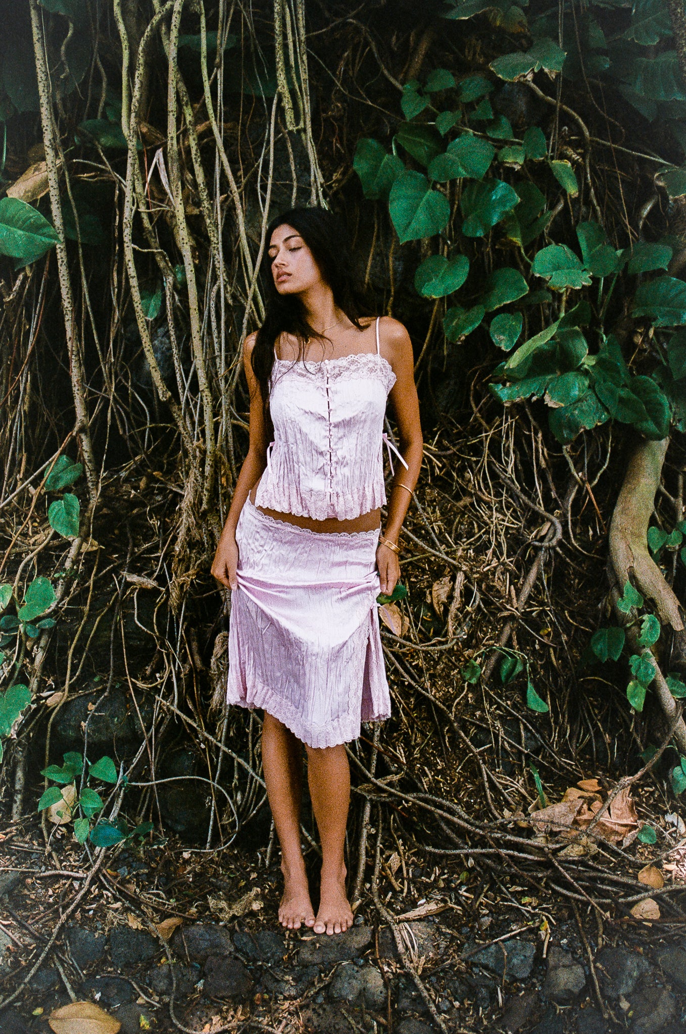 Countryside Satin Midi Skirt - French Rose - Image 3