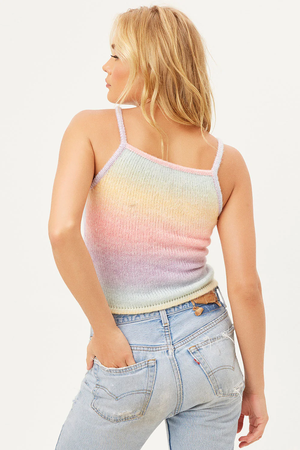 Courtney Knit Scoop Tank - Cotton Candy - Image 2