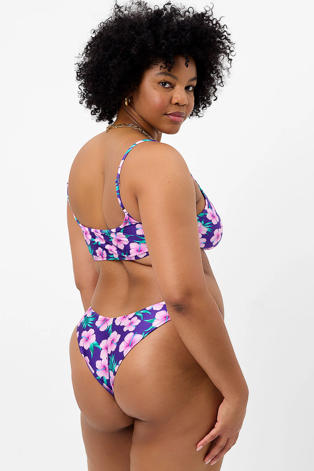 Dallas Shine Bralette Bikini Top - Purple Hibiscus - Image 3