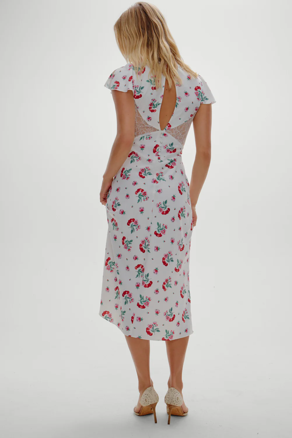 Delicate Lace Midi Dress - Cherry Flower - Image 5