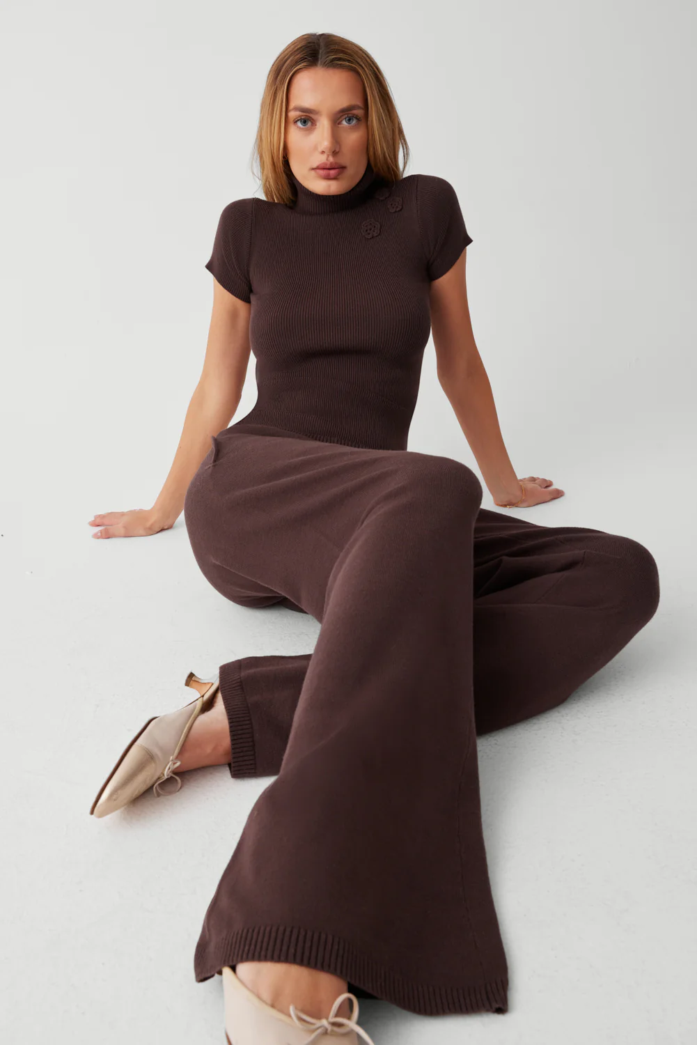 Delilah Low Rise Cloud Knit Pant - Mocha - Image 4