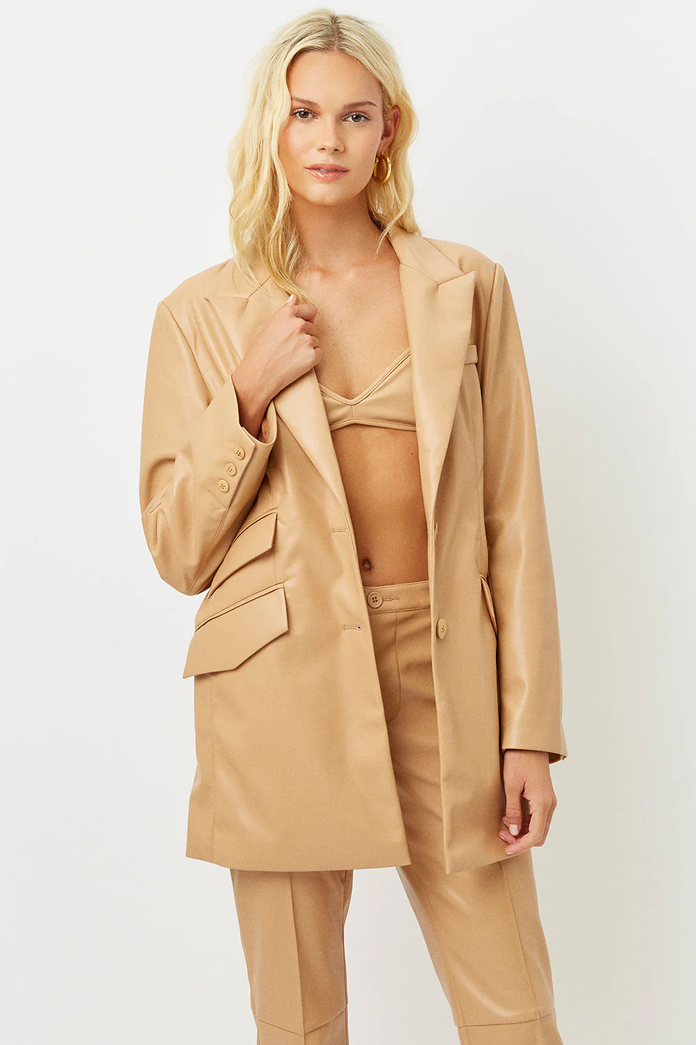 Diana Vegan Leather Blazer - Earth - Image 3