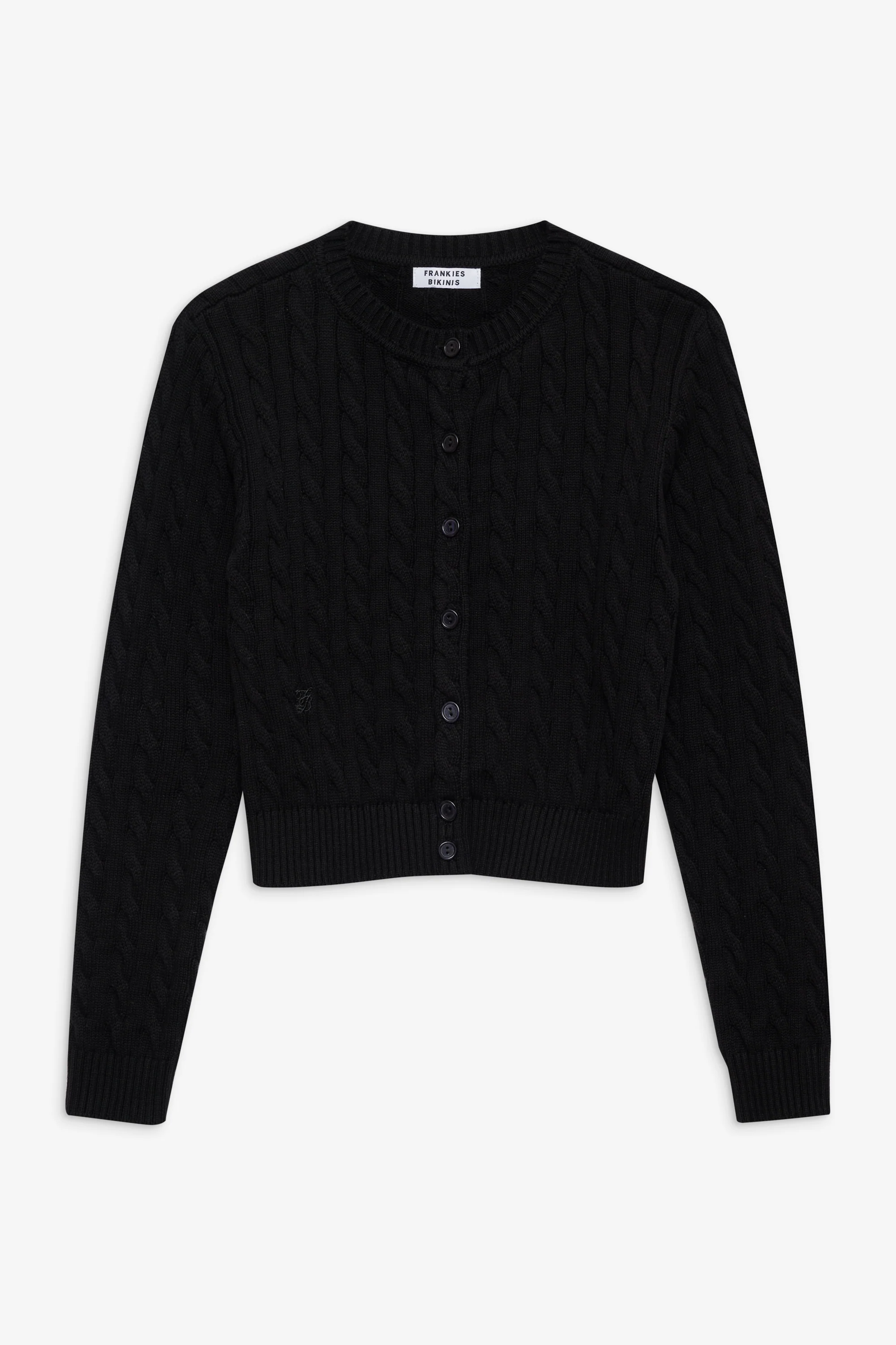 Dudley Cable Knit Cardigan - Black - Image 3