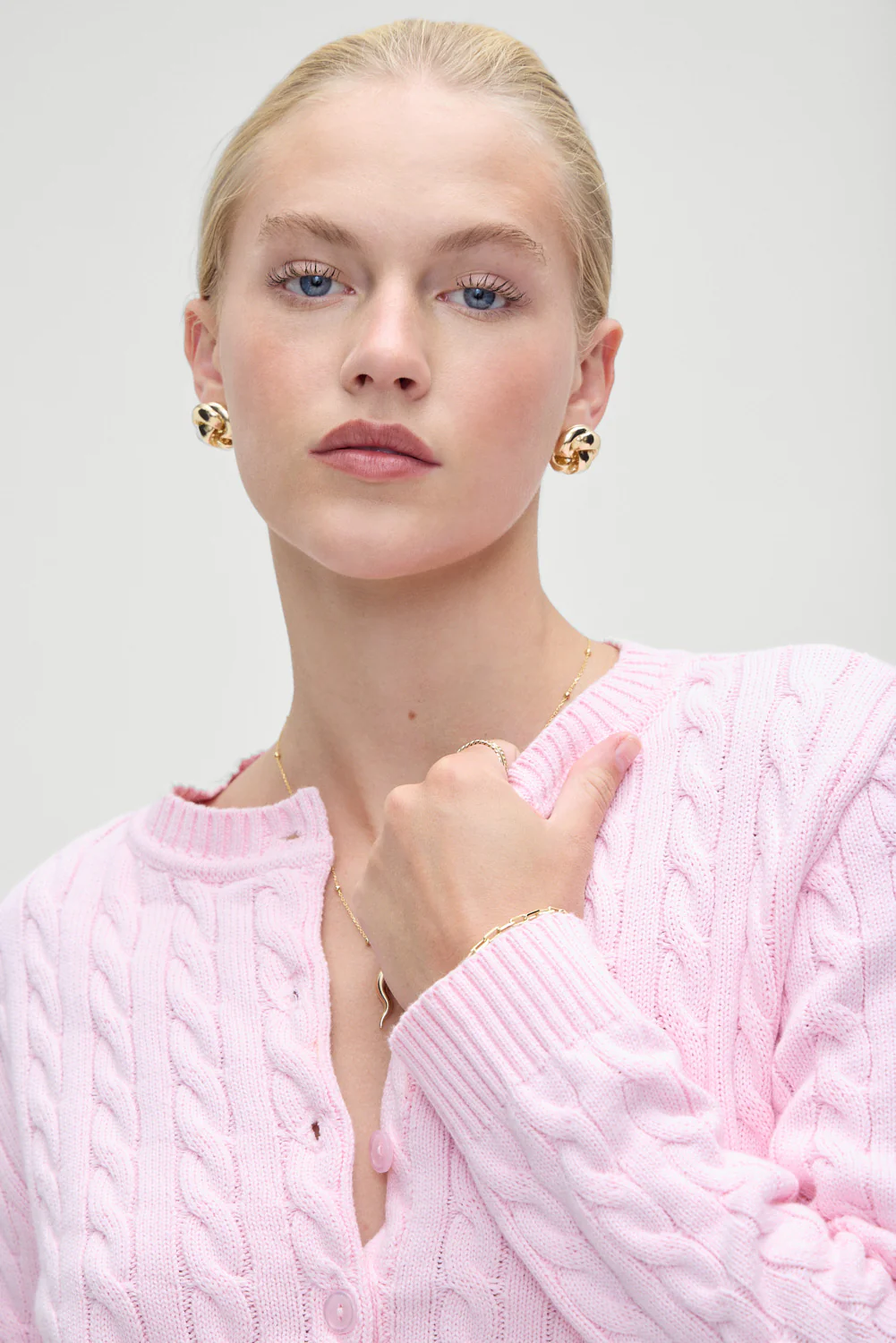 Dudley Cable Knit Cardigan - Cozy Pink - Image 4