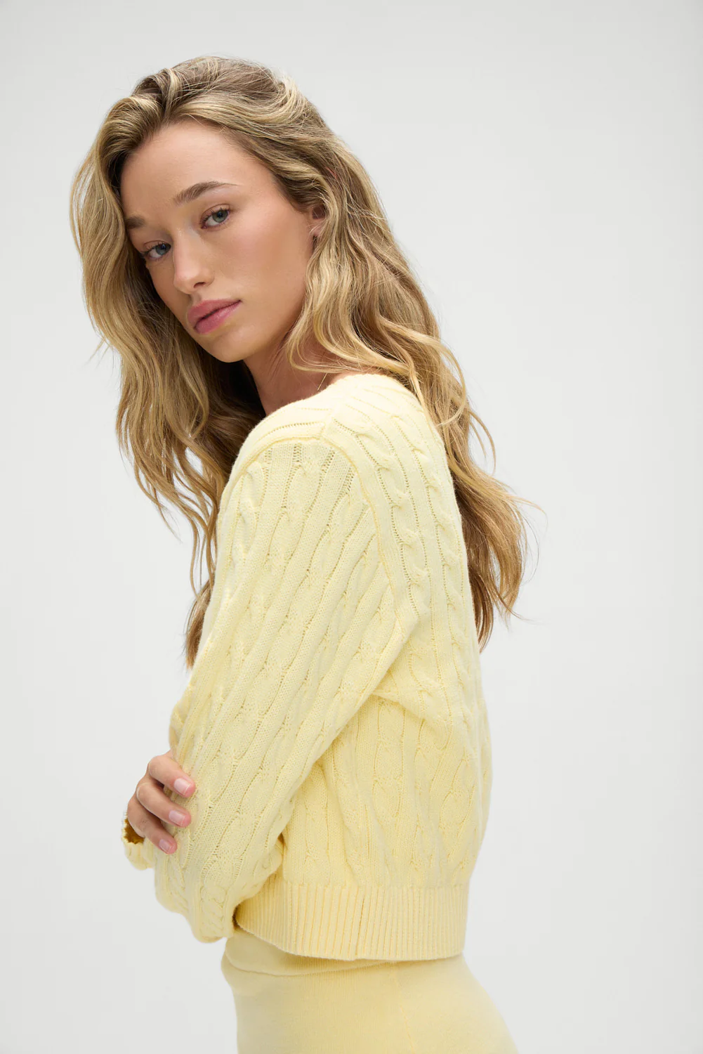 Dudley Cable Knit Cardigan - Vanilla Sugar - Image 4