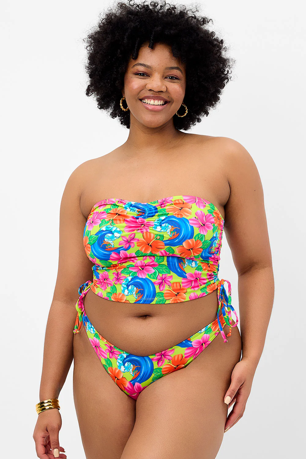 Enzo Floral Cheeky Bikini Bottom - Neon Surfer - Image 3