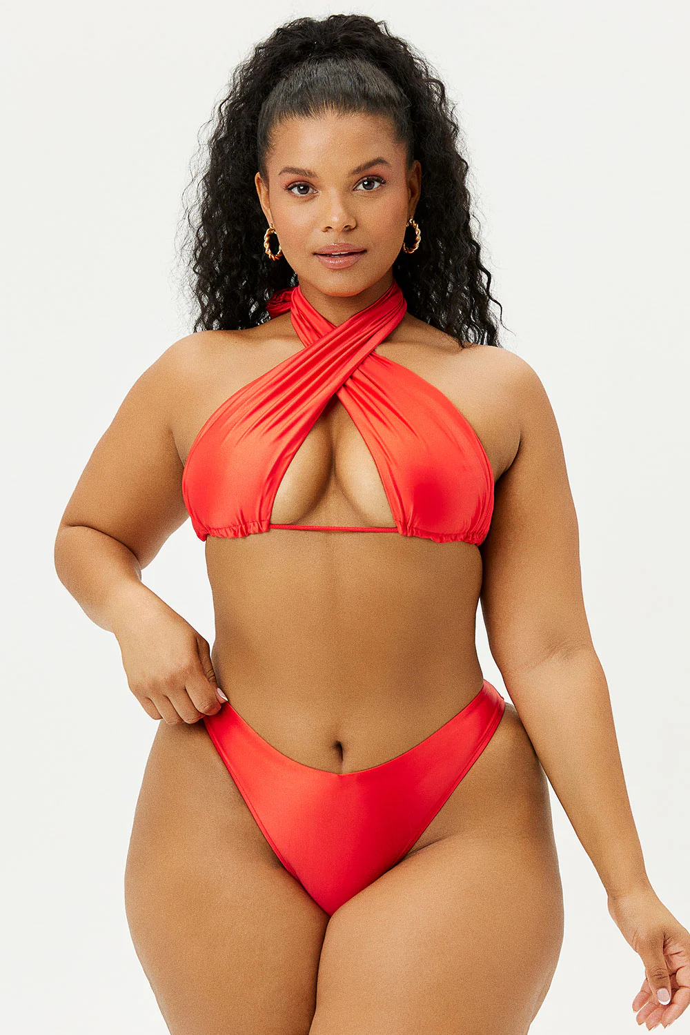 Enzo Satin Cheeky Bikini Bottom - Grenadine - Image 3