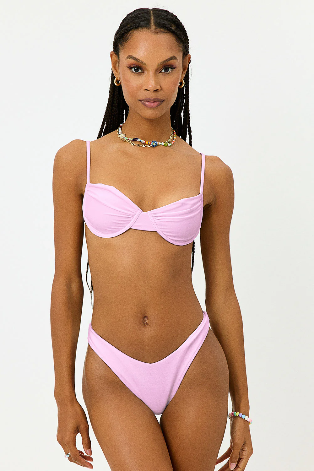Enzo Shine Cheeky Bikini Bottom - Azalea Pink - Image 3