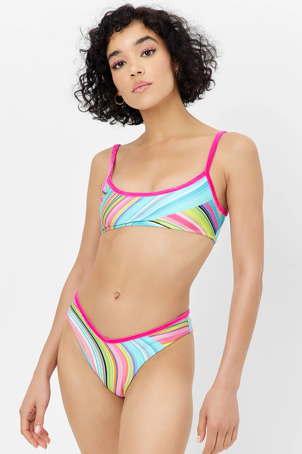 Enzo Shine Cheeky Bikini Bottom - Rainbow Swirl - Image 3