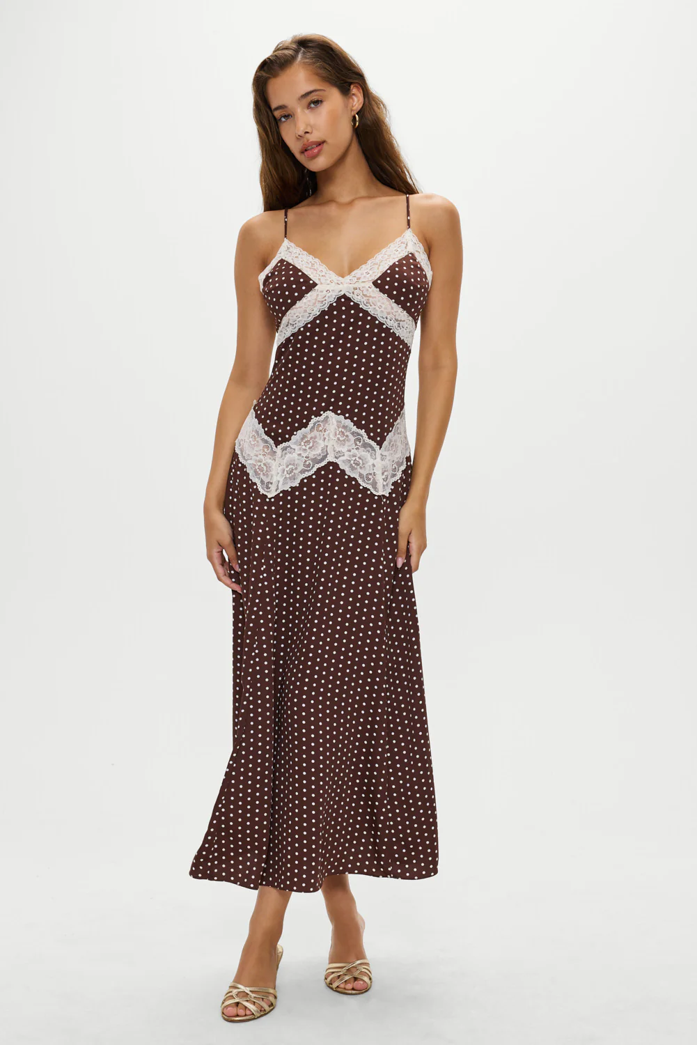 Ethereal Lace Maxi Dress - Chocolate Dot - Image 2