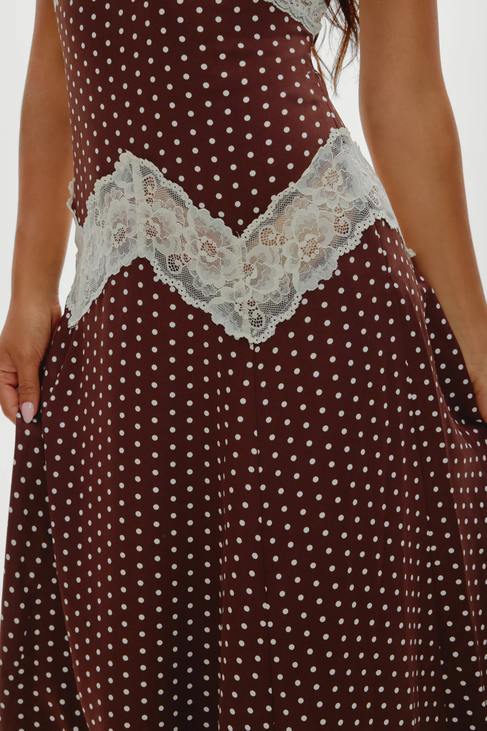 Ethereal Lace Maxi Dress - Chocolate Dot - Image 4