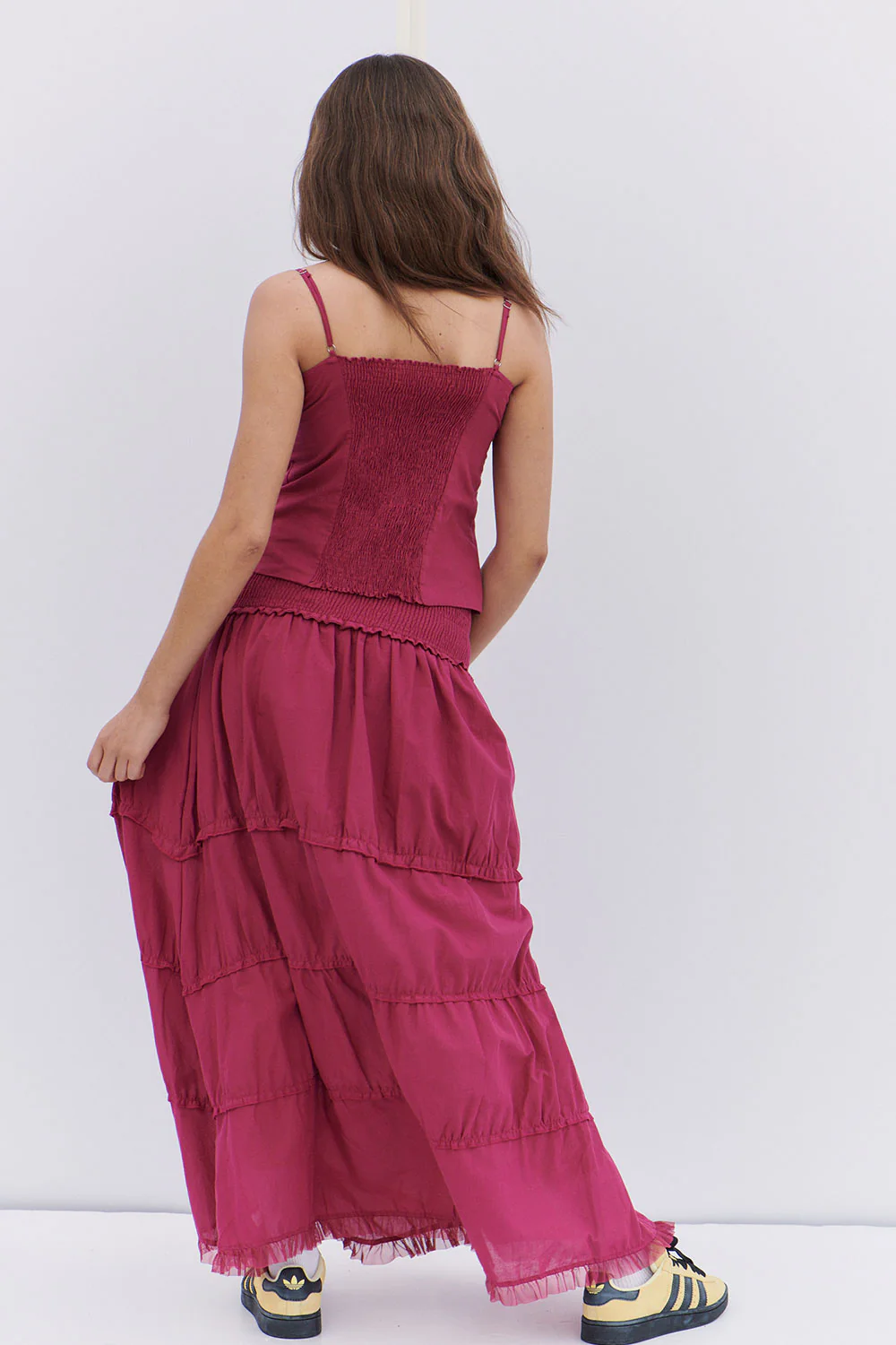 Evangelina Ruffle Maxi Skirt - Bordeaux - Image 4