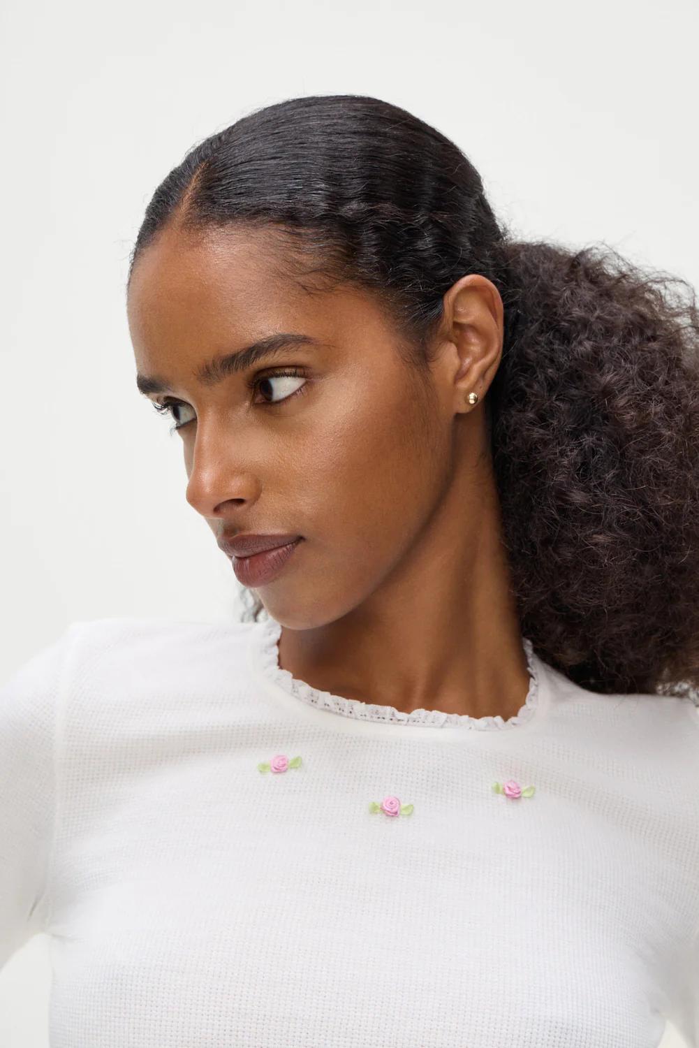 Eve Waffle Long Sleeve Shirt - White - Image 6