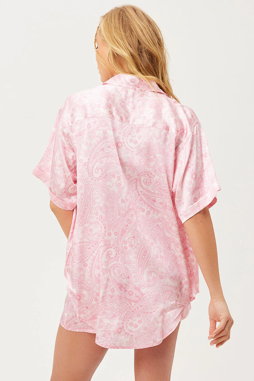 Fifi Silk Button Up Shirt - Pink Paisley - Image 2