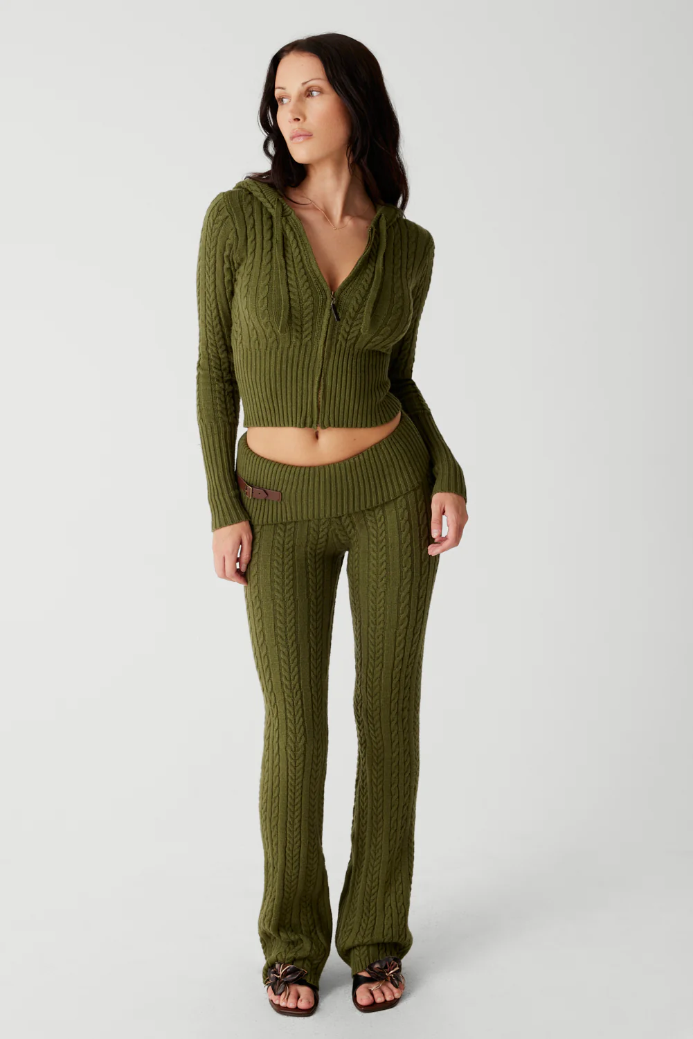 Fleur Cable Cloud Knit Pant - Jade Green - Image 5