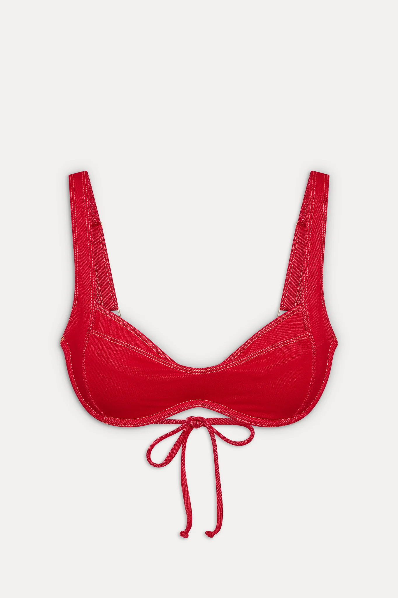 Franklin Underwire Denim Bikini Top - Red Denim - Image 3
