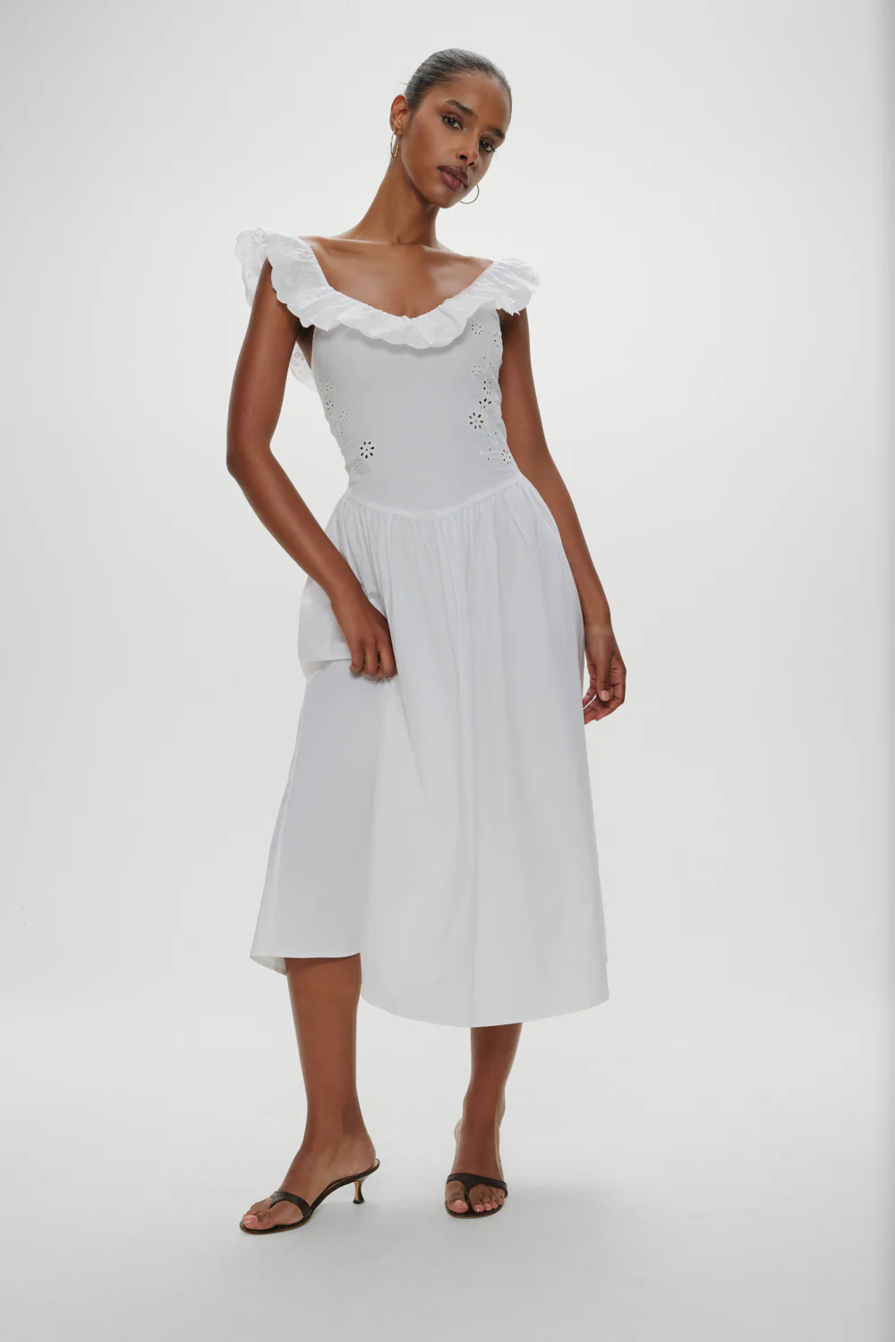 Georgia Cotton Embroidered Midi Dress - Angel's Meadow