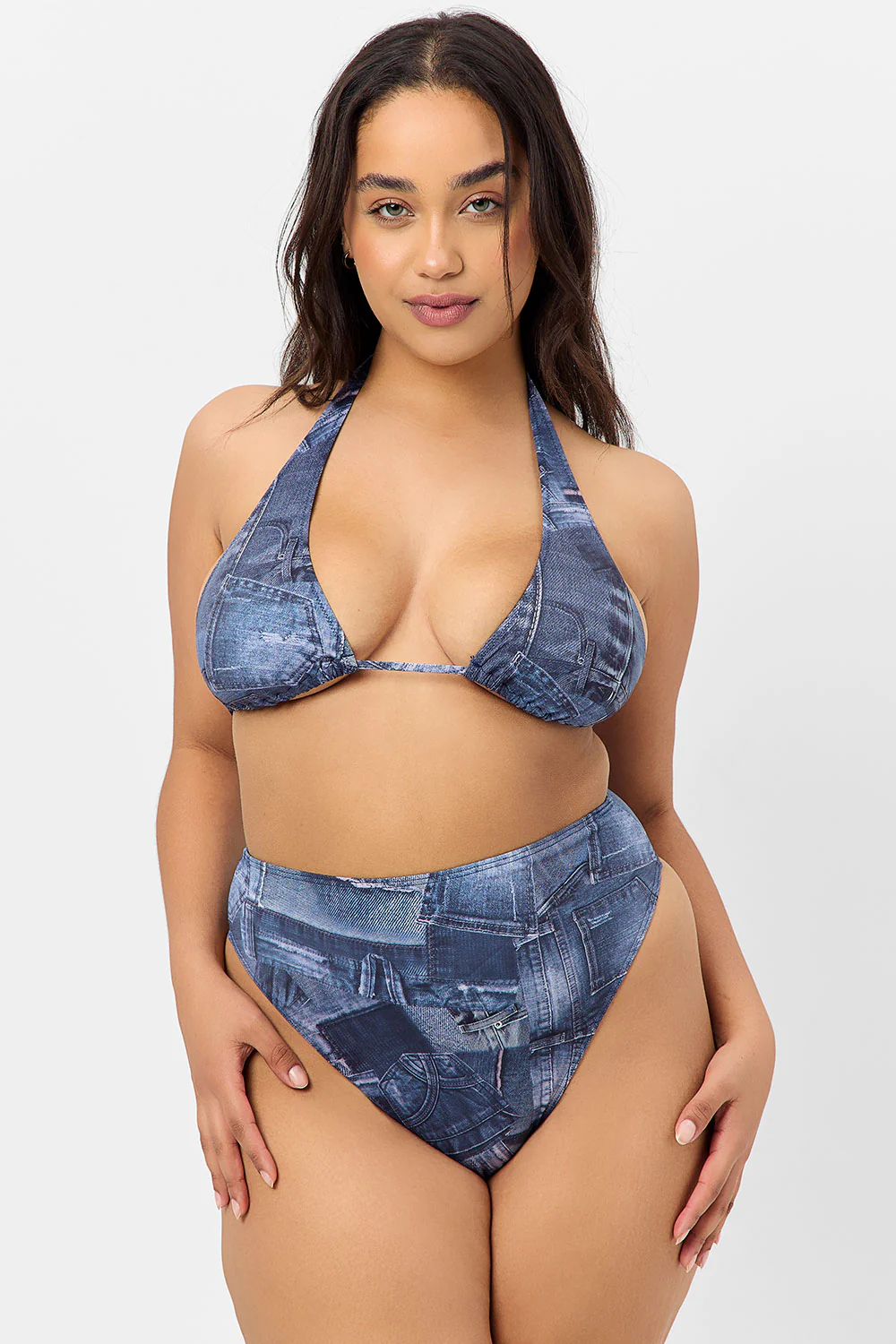 Harlow Halter Bikini Top - Blue Jean - Image 2