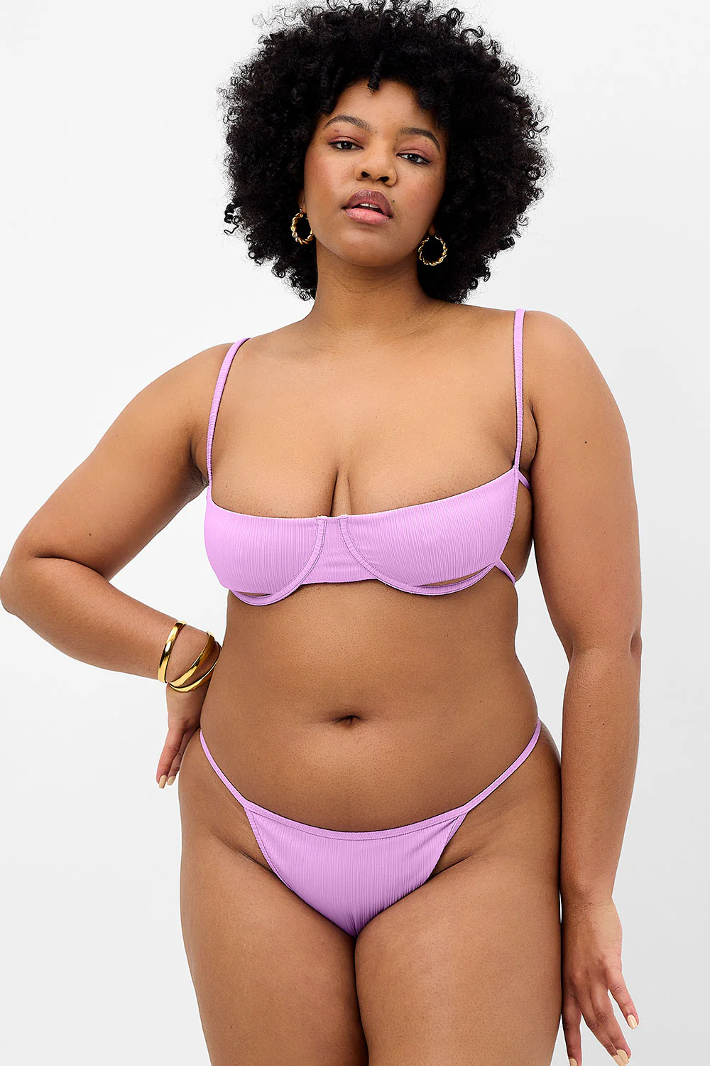 Harmony Plissé Thong Bikini Bottom - Wisteria - Image 3
