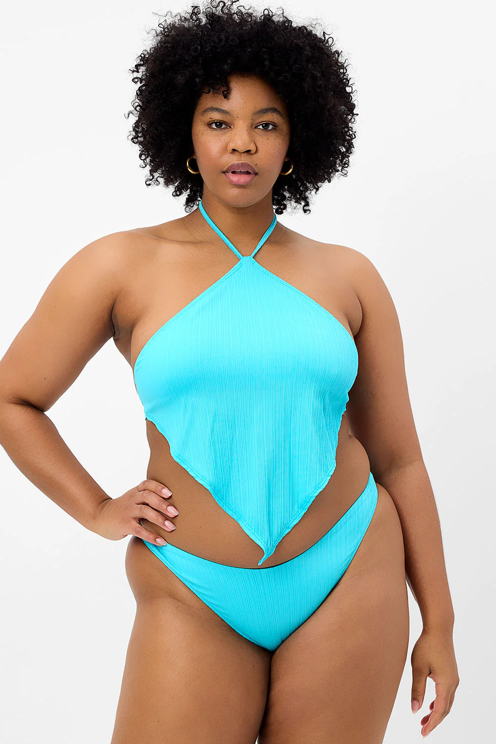 Hennie Plissé Halter Bikini Top - Aquamarine - Image 2